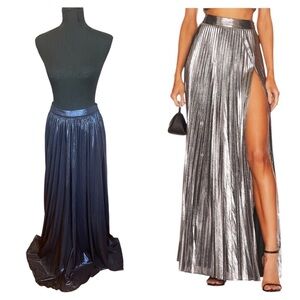 NWOT Retrofete Glamorous Metallic Silver Maxi Skirt